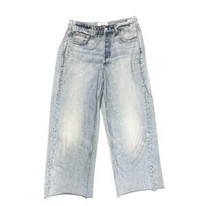 Rag & Bone Miramar Cotton Wide Leg Jeans with Raw Hem